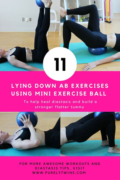 11 Ab exercises using mini exercise ball for flatter tummy  to help heal diastasis recti Mini Ball Exercises, Core Excercises, Core Activation, Handle Workout, Jumping Fitness, Healing Diastasis Recti, Thigh Workouts, Pilates Ball, Wall Pilates