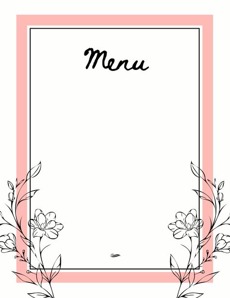 having a get together? create a cute menu for your friends Pink Menu Template, Menu Design Layout Templates Blank, Food Menu Design Ideas Templates, Aesthetic Menu Template, Menu Aesthetic Design, Cute Menu Design, Menu Ideas Design, Menu Design Ideas Templates, Menu Aesthetic