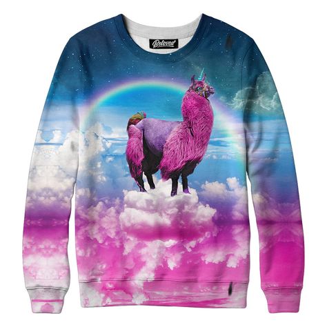 Llamacorn Sweatshirt | Beloved Shirts Ugly Clothes, Ugly Outfits, Edm Outfits, Funny Sweaters, Weird Shirts, Comfy Sweatshirt, Rave Wear, Girl Sweatshirts, Rave Outfits