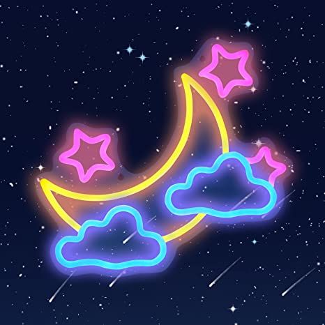 Pink Neon Sign, Neon Moon, Moon Clouds, Party Bar, Neon Sign Bedroom, Star Cloud, Neon Art, Sign Lighting, Childrens Room Decor