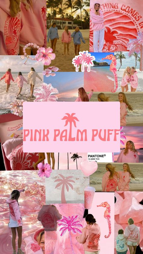 PINK PALM PUFF 🩷 🌴🥥 🩷 Pink Palm Puff Wallpaper, Pink Palm Puff, Ppp Hoodies, Preppy Collages, Friend Hoodies, Puff Hoodie, Softball Pics, Beachy Wallpapers, Best Friend Hoodies