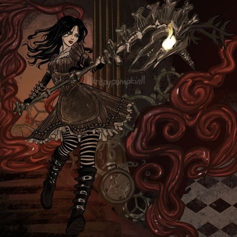 Alice In Wonderland American Mcgee, Alice Madness Returns And Alice, Alice Return To Madness Art, My Vibe Character, Alice Madness Returns Matching Pfp, Alice In Madness Art, Rotten To The Core Aesthetic, Me Characters Core, Alice Madness Returns Outfits