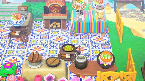 Animal Crossing Mexico Design, Acnh Mexican Restaurant, Acnh Mexico Design, Mexico Animal Crossing, Mexican Animal Crossing, Animal Crossing Mexican Design, Acnh Mexican Designs, Mexico Theme, Mexico Design