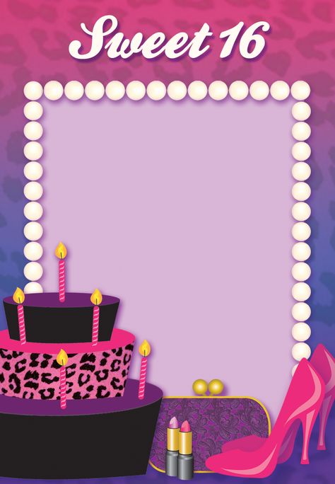 Sweet 16 - Sweet 16 Invitation Template (Free) | Greetings Island Sweet 16 Invitation Templates, 16 Birthday Invitation Template, Sweet 16 Party Invitations, Sweet Sixteen Birthday Invitations, 16 Invitations, 16th Birthday Card, 16th Birthday Invitations, Purple Cakes, Greetings Island