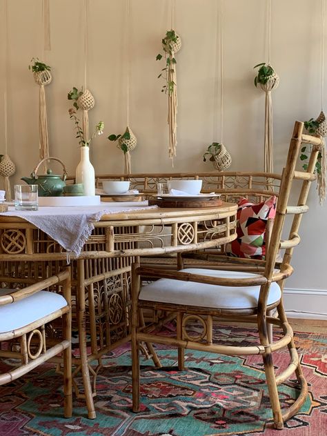 Our round Indochine Table is new for Fall Market and the perfect place to gather with your quarantine pod! Indochine Table, Dining Table Breakfast Nook, Cane Dining Table, Egg Furniture, Dinner Table Chairs, Octagonal Table, Ladder Chair, Table Breakfast, Fall Market