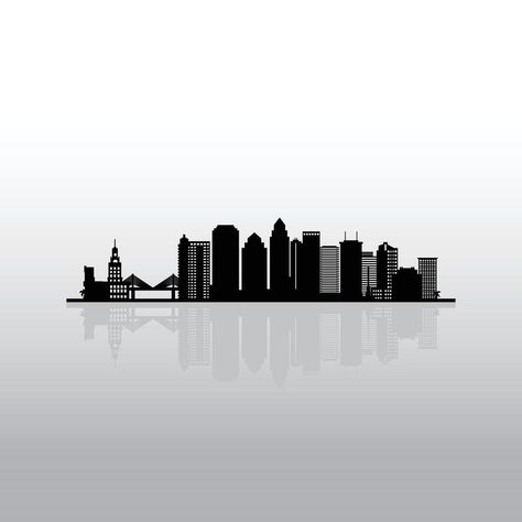 Tampa Florida Skyline Black And White Silhouette Tampa Skyline, Florida Skyline, Black And White Silhouette, Florida Art, Black Back, Tampa Florida, Tampa Bay, Louisiana, Tampa