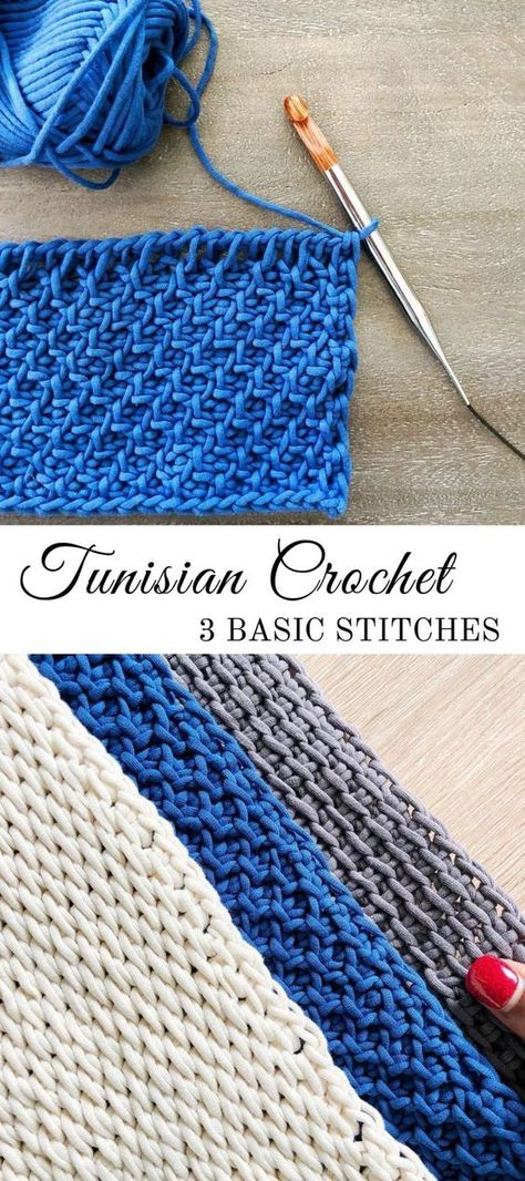 Tunisian Stitches, Maglia Fair Isle, Stitches Crochet, Tunisian Crochet Patterns, Tunisian Crochet Stitches, Confection Au Crochet, Basic Stitches, Crochet Stitches Tutorial, Crochet Instructions