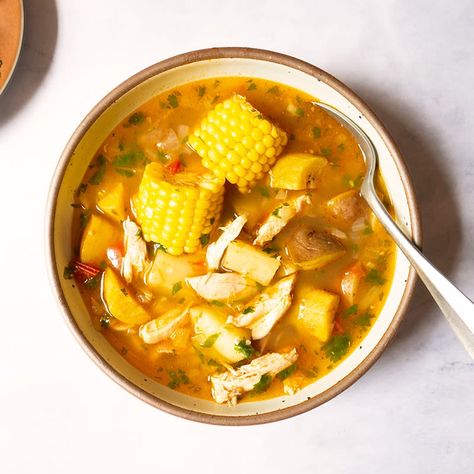 Enjoy a tasty and delicious meal with your loved ones. Learn how to make Chicken Sancocho & see the Points value of this great recipe. San Cocho Soup, Sancho Recipe, Chicken Sancocho Recipe, Sancocho Recipe Puerto Rican, Chicken Sancocho, Sancocho Recipe, Dominican Food, Rican Food, Family Meal Planning