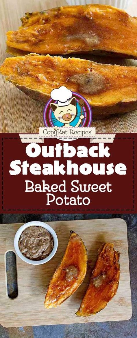 Learn the secret to a perfectly baked sweet potato and the best toppings with this easy Outback Steakhouse copycat recipe. A great side dish for steak and pork. #sweetpotatoes #sidedishrecipes #steakhouse #copycat #copycatrecipes #cookingtips Outback Sweet Potato Copycat Recipes, Restaurant Potatoes, Sweet Potato Butter Recipe, Chemo Meals, Steakhouse Sides, Side Dish For Steak, Outback Steakhouse Recipes, Outback Recipes, Copycat Outback