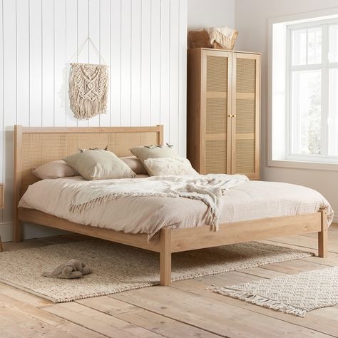 Shades Of Terracotta, Rattan Bed Frame, Rattan Bedroom, Wooden King Size Bed, Wooden Double Bed, Cool Interior, Airy Bedroom, Rattan Bed, Rattan Headboard