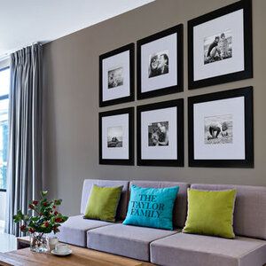 Into_View Square Photo Wall, Gallery Frame Wall, Wall Sofa, Gallery Wall Design, Picture Arrangements, Best Photo Frames, Frames Ideas, Wall Layout, Photo Arrangement