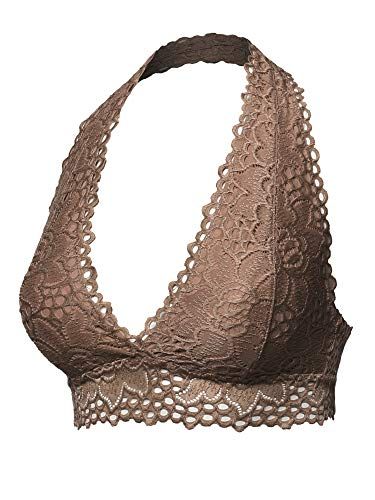 Women's Sexy Lace High Lace Halter Bralette, Grunge Outfit, Everyday Bra, Discount Sale, Womens Bras, Brown Plaid, Grunge Outfits, Halter Neck, Mocha