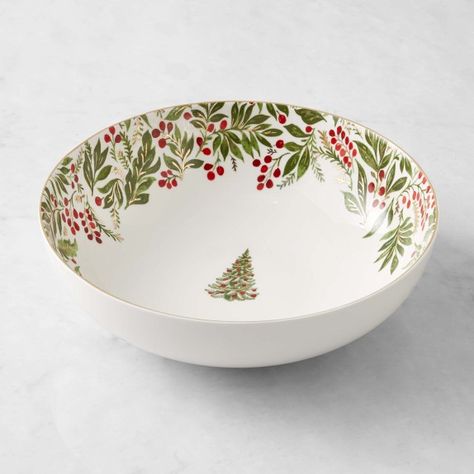 Tabletop Platters Salad & Serve Bowls All Christmas | Williams Sonoma Keramik Painting, Christmas Clay Ideas, Paint Your Own Pottery Ideas, Bowl Painting, Clay Cafe, Christmas Pottery, Christmas Ceramics, Ceramic Christmas Decorations, Christmas Diy Gifts