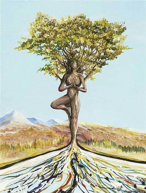 Yoga Kunst, Boom Kunst, Mother Earth Art, Tree Pose, Spiritual Artwork, Earth Art, Yoga Art, Goddess Art, Hippie Art