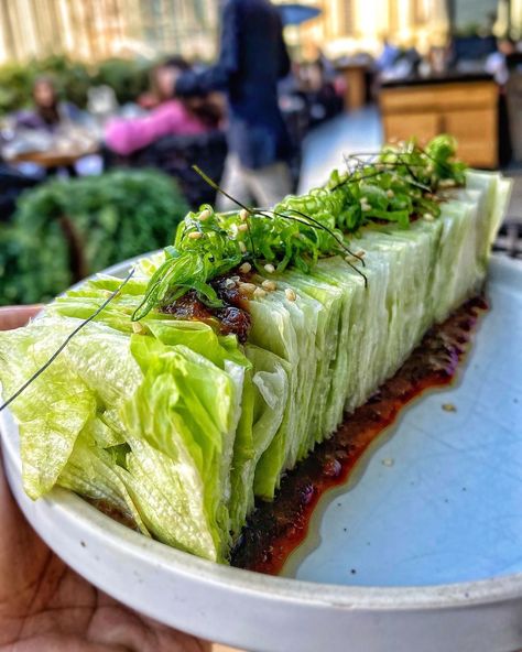 TheNotoriousFoodie on Instagram: “Iceberg lettuce salad no wafu @rokarestaurant 😍🙏🏽 - The unmissable salad on the Roka menu. This is the lightest, most refreshing thing to…” Iceburgers Lettuce Salad, Iceberg Lettuce Salad, Iceberg Salad, Lettuce Salads, Chicken Lettuce Wraps Recipe, Salad Cream, Salad Lettuce, Caramelised Onion, Salads For Parties