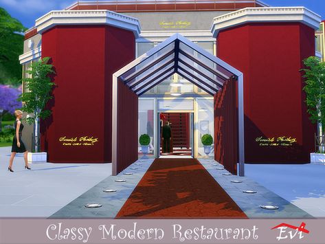 If you have not decided yet where to celebrate New Year's Eve then this is the perfect place for you. Have fun! Found in TSR Category 'Sims 4 Community Lots' Sims 4 Lots Restaurant, Sims 4 Community Lots, Sims 4 Lots, The Sims 4 Lots, Modern Restaurant, Romantic Garden, Sims Community, City Living, Free Sites