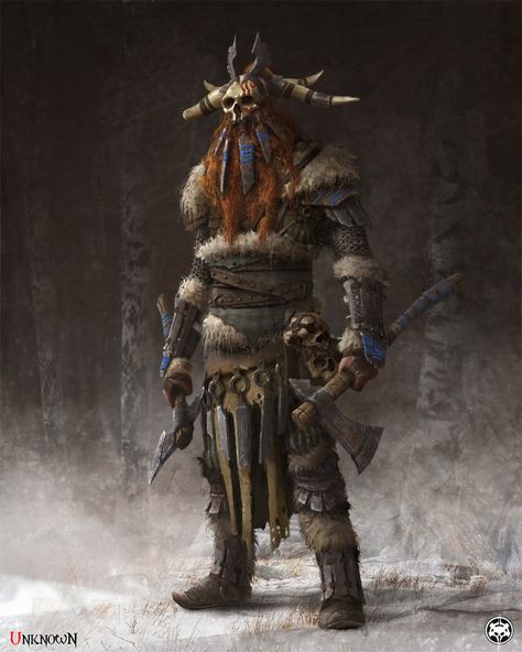 Berserker, Max Hugo on ArtStation at https://www.artstation.com/artwork/o1kg4 Uthgardt Barbarian, Nordic Barbarian, Viking Berserker, Viking Character, Viking Metal, Viking Art, Fantasy Armor, Fantasy Warrior, Arte Fantasy