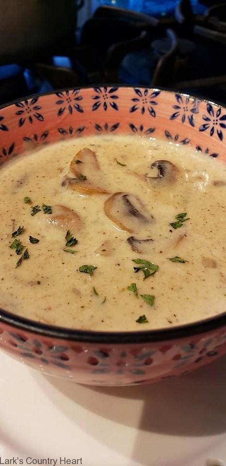 Homemade Cream Of Mushroom Soup Garlic Mushroom Soup, Turkey Wild Rice Soup, Wild Rice Soup Recipes, Mushroom Soup Recipe, Creamy Garlic Mushrooms, Roasted Parsnips, Rice Soup Recipes, Creamed Leeks, Spinach Mushroom