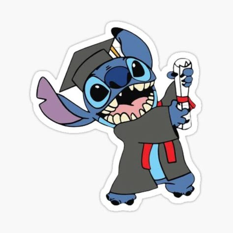 Laptop Stickers Aesthetic Ideas, Graduation Drawing, Graduation Cartoon, Angel Stitch, Funny Laptop Stickers, ليلو وستيتش, Just Graduated, Graduation Stickers, Lilo And Stitch Drawings