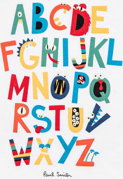 print & pattern: KIDS DESIGN - paul smith junior Kids Graphic Design, Fabrics Wallpaper, Kid Fonts, Abc Poster, Alphabet Cards, Alphabet Design, Kids Logo, Alphabet Illustration, Kids Stationery