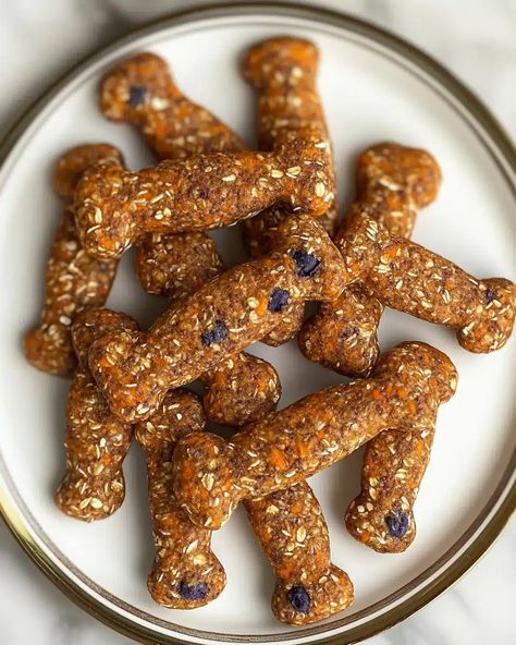 Homemade Carrot & Blueberry Bites for Dogs - mydogrecipe Carrot Dogs Recipe, Easy Homemade Treats, Pup Cups, Cranberry Treats, Blueberry Bites, Carrot Dogs, Banana Pie, Pet Recipes, Dog Biscuit Recipes