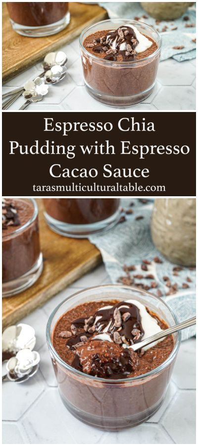 Espresso Chia Pudding with Espresso Cacao Sauce in three glasses with cacao nibs and coconut yogurt. Espresso Chia Pudding, Coffee Chia Pudding, Easy Chia Pudding, Yoghurt Breakfast, Chai Pudding, Chocolate Chia Pudding Recipes, Recipes With Coconut Cream, Chia Pudding Recipes Healthy, Banana Chia Pudding