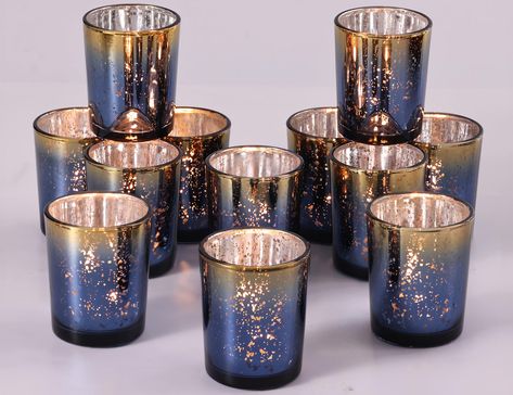 PRICES MAY VARY. ❤️DISTINCTIVE NAVY+GOLD DESIGN -- Giving a Gorgeous But Timeless Look: We chose to add gold to the top of the blue cup body to add a sense of sophistication, perfect for navy and gold-themed decoration. Mercury speckled effect on the votive candle holders will enhance the natural warm light of candles, keep shining in your life. ❤️ELEGANT TABLE CENTERPIECES -- Create A Relaxing and Romantic Ambiance for Wedding/Engagement: These pretty navy candle holders are both stylish and cu Navy Wedding Decorations, Tea Lights Centerpieces, Elegant Table Centerpieces, Navy Blue And Gold Wedding, Blue Winter Wedding, Glass Tealight Candle Holders, Gold Centerpieces, Glass Votive Candle Holders, Gold Wedding Theme