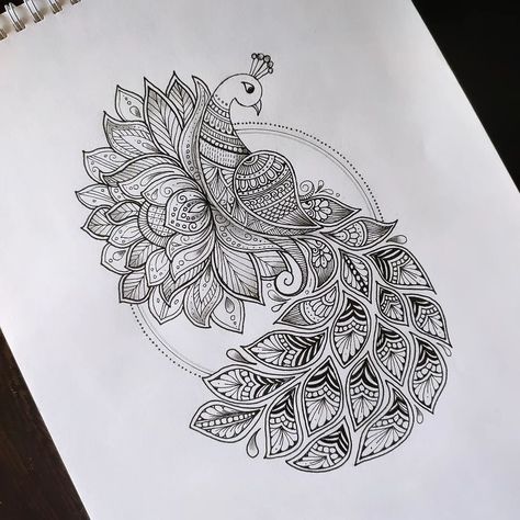 Peacock Mandala art with Lotus flower Drawing.. check out this video full tutorial link in Bio 🤗❤️.. . . . . @vennila_yl_creations . . . Peacock Doodle Art, Mandala Ideas Creative, Peacock Drawing Mandala, Flower Drawing Mandala, Mandala Peacock Design, Drawing Of Peacock, Peacock Drawings, Lotus Mandala Art, Peacock Mandala Art