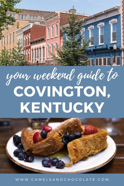 If you are planning to visit the Cincinnati area I highly recommend heading over the river to visit Covington in Northern Kentucky too. This small but vibrant town is home to multiple distilleries you can tour, some excellent restaurants, and a cute downtown. Don't miss Covington! | Camels & Chocolate Northern Kentucky Things To Do, Covington Kentucky, Kentucky Travel, Covington Ky, Usa Bucket List, Ohio River, Over The River, Usa Travel Destinations, Global Travel