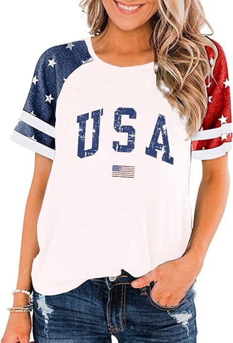 https://amzn.to/4bnvS9p American Flag Shirts, American Flag Stars, July Ideas, Womens Tshirt, Patriotic Shirt, Shirt Refashion, T Shirt Image, Usa Shirt, American Flag Shirt