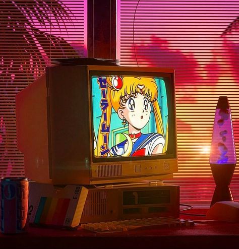 Crt Tv Aesthetic, Synthwave Fashion, Tv Aesthetic, 00s Aesthetic, Crt Tv, Vintage Computer, Retro Inspiration, Playlist Ideas, Music Drawings