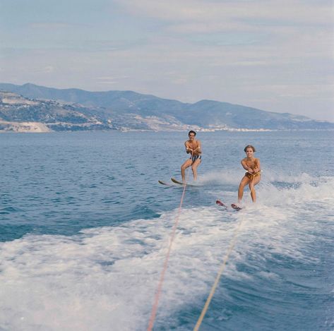 Alain Delon & Jane Fonda on the French Riviera.🇫🇷 Skiing Aesthetic, Ski Aesthetic, French Summer, The French Riviera, Alain Delon, Jane Fonda, Water Skiing, Italian Summer, Summer Dream