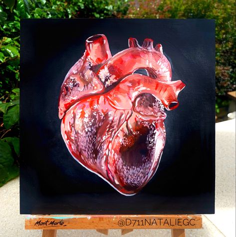 Painting done with acrylic and Oil paint #heart #painting #art #nataliedaskalouart #black #red #gory #flesh #emo #aesthetic Heart Oil Painting, Black Apartment, Human Painting, Emo Aesthetic, Desktop Wallpaper Art, Environment Art, Super Dark, Heart Painting, A Level Art