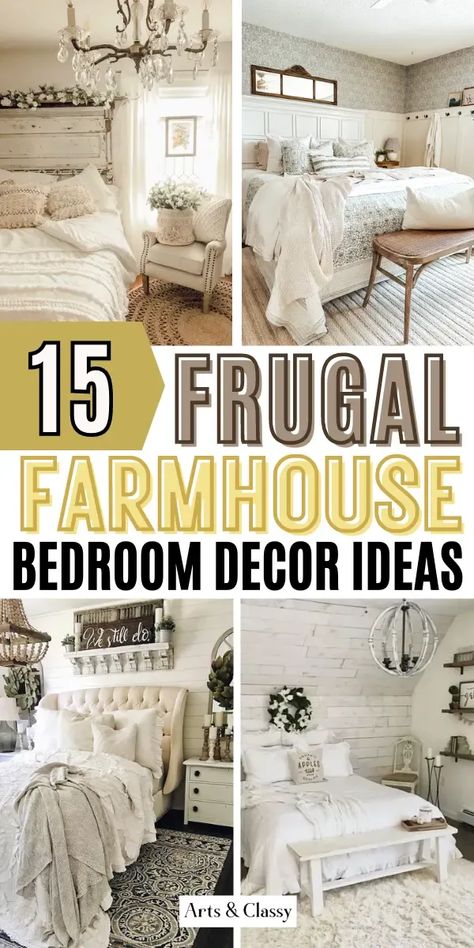 Farmhouse Style Bedroom Master Suite Decorating Ideas, Simple Farmhouse Master Bed, Small Bedroom Ideas Farmhouse Style, Headboard Ideas For Small Bedroom, Farmhouse Bedroom Decor Ideas Romantic, Farmhouse Bedroom Ideas Small Master Suite, Small Master Bedrooms Decor Cozy Farmhouse, Master Bedrooms Decor Cozy Relaxing Farmhouse, Pretty Farmhouse Bedroom