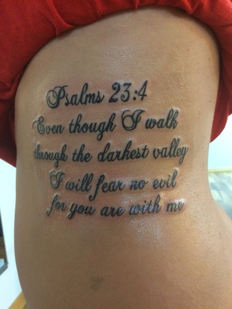 My tattoo from Ink Box High Ridge MO! Bible Verse Stomach Tattoo, Ink Box Tattoo, Psalms 23 Tattoo, Psalm 23 Tattoo, Tummy Tattoo, Biblical Tattoos, Bible Verse Tattoos, Verse Tattoos, Tattoo Time