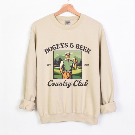 Bogeys and Beer Country Club Crewneck Sweatshirt, Men's Golf Sweater, Guy's Golfing Pullover, Golf Bachelor Party, Gift for Him Golfer Gifts, Golf Sweatshirt, Funny Golf Shirts, Golf Sweater, Diy Shirts, Golf Tee, Funny Golf, Golf Sweaters, Golf Brands