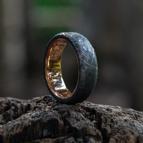 5 Ways Patrick Adair Designs is Reinventing Men’s Rings Using Ancient Materials Latest Ring Designs, Meteorite Wedding Rings, Meteorite Wedding Band, Gold Liner, Meteorite Ring, Popular Rings, Men's Wedding Ring, Morganite Engagement, Morganite Engagement Ring