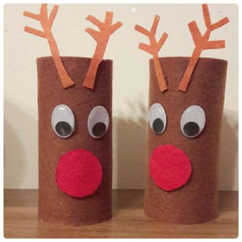 Reindeers from paper roll. Xmas.Diy Xmas Kindergarten Activities, Christmas Craft Reindeer, Christmas Crafts Paper Roll, Toilet Paper Roll Reindeer, Toilet Roll Christmas Crafts For Kids, Christmas Toilet Roll Crafts, Tp Roll Christmas Crafts, Paper Roll Christmas Crafts, Christmas Toilet Paper