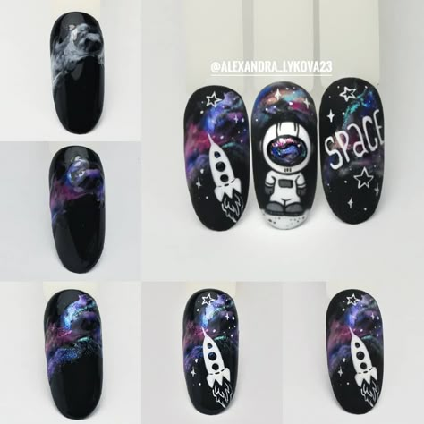 Galaxy Nails Tutorial, Galaxy Nail Art, Space Nails, Anime Nails, Beauty Nails Design, Galaxy Nails, Simple Nail Art Designs, The Claw, Dipped Nails