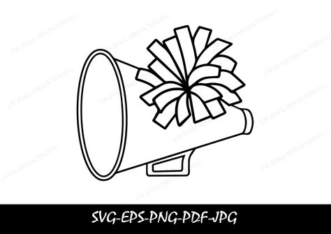 How To Draw Pom Poms Cheer, Cheer Drawings, Cheer Svg, Cheer Pom Poms Drawing, Cheerleading Clipart Free, Cheerleading Megaphone Designs, Cheer Megaphone Svg, Black Cheerleaders, Cricut Projects Easy