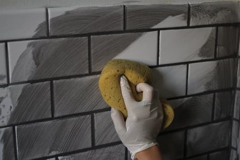 Applying grout is always exciting. It's the final touch to all of your hard tiling work, and much less tedious and time consuming. (If you missed it, see my earlier tutorial on how to tile your shower.) Yet, there are still some steps to ensure the longevity of your grout lines and the lifespan of your tiles. How To Grout, Diy Grout, Bathroom Grout, Sealing Grout, How To Tile, Traditional Dining Rooms, Sanded Grout, Subway Tile Backsplash, Tile Projects