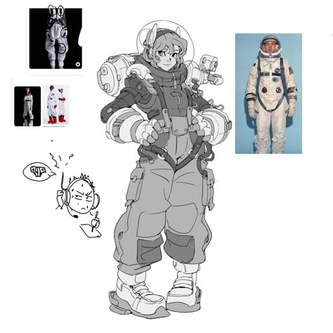 Space Backpack Concept Art, Space Jumpsuit Concept Art, Space Uniform Design, Space Helmet Concept Art, Pilot Art Character Design, Jumpsuit Character Design, Astronaut Oc Art, Space Outfit Concept Art, Flight Suit Concept Art