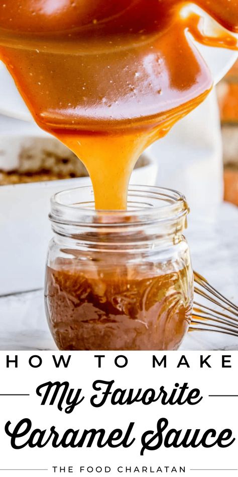 The Best Homemade Caramel Sauce from The Food Charlatan. This caramel sauce is so creamy and smooth! It comes together quickly and uses just a few ingredients. I love the tang that the lemon adds. This sauce is the perfect topping for ice cream, crisps or cobbler, a fall cake, or your spoon. This is real deal caramel, not cheater caramel, but you don't need to worry - I'll show you all the steps to make sure it turns out perfectly. It also makes a great neighbor gift for the holidays! Ice Cream Sauce, Caramel Sauce Recipe, Caramel Ice Cream Topping, Caramel Ingredients, Sweet Sauces, The Food Charlatan, Fall Cake, Caramel Recipes Sauce, Thanksgiving 2024