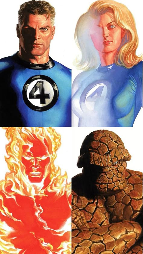 Fantastic Four Fantastic Four Alex Ross, Fantastic Four Wallpaper, Wallpaper Spider Man, The Human Torch, Fantastic Four Marvel, Fantastic Four Comics, Johnny Storm, The Fantastic Four, Fantastic 4