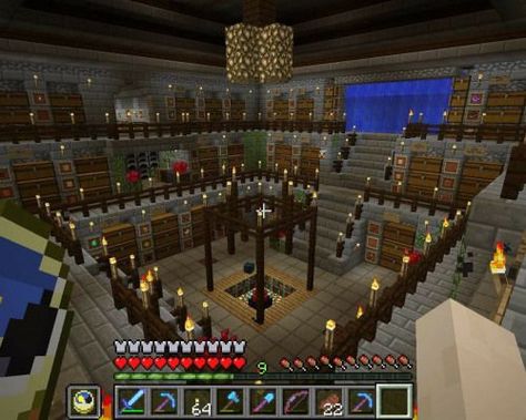 Pinterest wouldn't let me save this image, which is already on the site, so I had to upload it myself. ;/ Modded Minecraft Base Ideas, Chest Room Minecraft Ideas Cute, Minecraft Underground Chest Room, Minecraft Underground Storage Room, Minecraft Underground Base Design, Chest Rooms Minecraft, Minecraft House In A Hill, Minecraft Hill House Ideas, Minecraft Hill Base