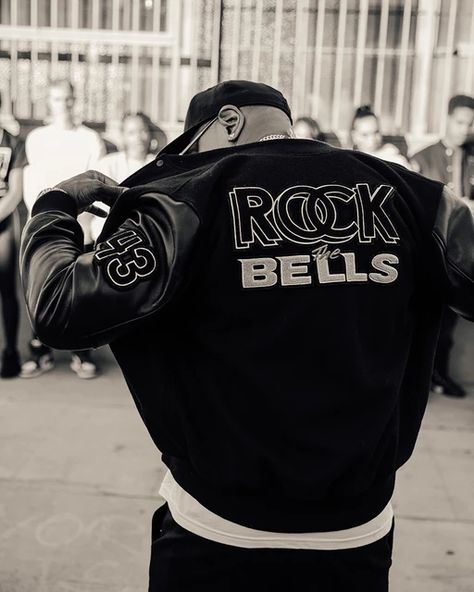 LL Cool J Debuts Rock the Bells Clothing Collection Hip Hop Festival, J Rock, Ll Cool J, J Black, Hip Hop Artists, Letterman Jacket, American Rappers, Leather Sleeve, Chicago Bulls