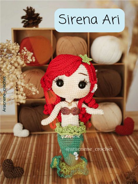 Ariel Amigurumi, Disney Crochet Patterns, Tutorial Amigurumi, Princess Ariel, Mermaid Tail, Amigurumi Doll, Sirens, Crochet Doll, Art Toy