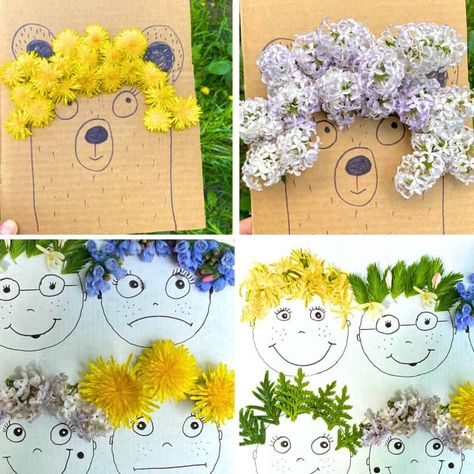 Funny Flower Face Craft For Kids Nature Activities - fun spring flower crafts or summer kids activities! #springcrafts #flowercrafts #kidsactivities #summercraft Exploring Nature Activities For Kids, Kids Crafts Spring, Toddler Flower Craft, Kids Nature Activities, Spring Learning Activities, Garden Crafts For Kids, Paper Flower Vase, Spring Flower Crafts, Flower Crafts Kids