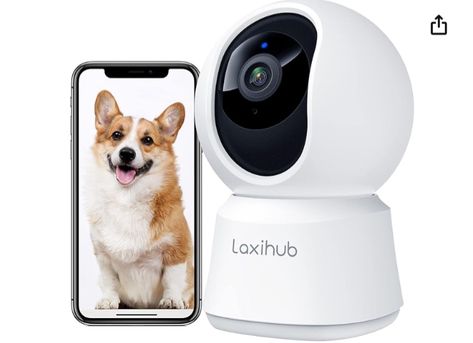 Brilliant camera for the money, I’ve bought two to monitor puppy, great for security too. Check it out!  Recommended uses for product	Dog Monitoring, Baby Monitoring, Indoor Security, Pet Monitoring Camera Brand	LAXIHUB Model name	Pan tilt security camera Connectivity technology	The power connection is wired, and wifi connection is wireless Special feature	HD Resolution, 2 Way Audio, Night Vision, PTZ Technology, Motion Sensor Indoor Security Camera, Camera Brand, Pet Camera, Baby Cat, Motion Sensor, 2 Way, Baby Cats, Security Camera, Home Security