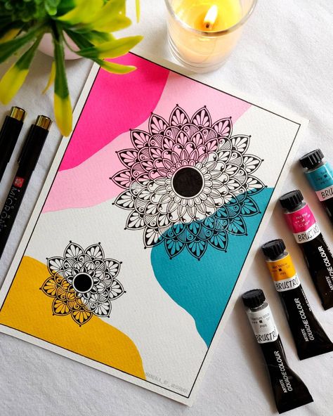 Attractive Mandala Art, Attractive Drawing Ideas, Mandala With Painting, Boho Mandala Art, Mandala Art Cute, Mandala Art Frame, Modern Mandala Art, Canvas Mandala Painting, Eye Mandala Art